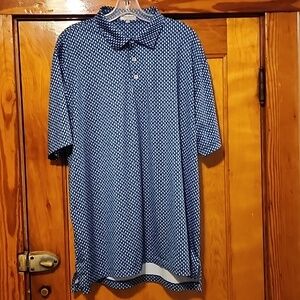 Peter Millar Summer Comfort Blue Patterned Short-Sleeve Polo Shirt XL